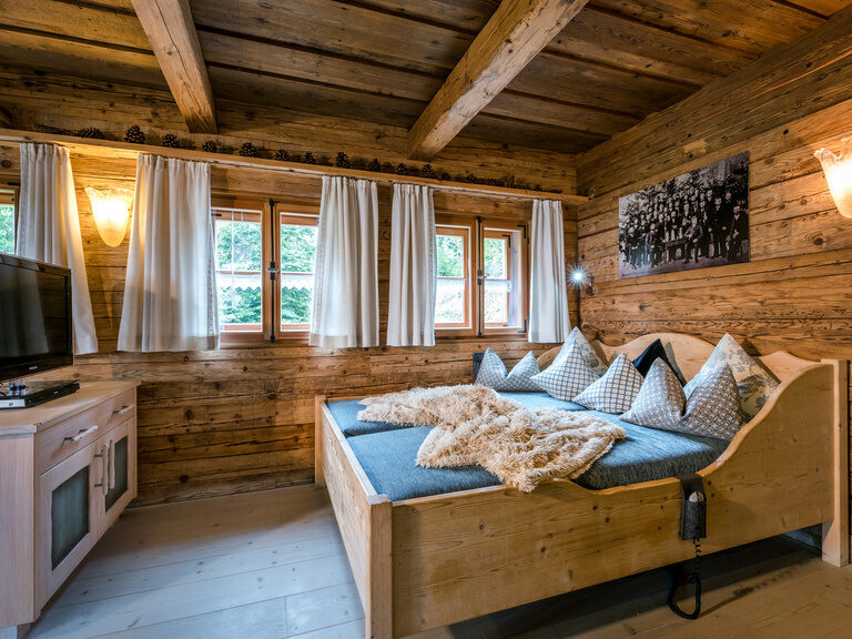 Bett im Luxus Chalet Bayerischer Wald Bett im Luxus Chalet Bayerischer Wald