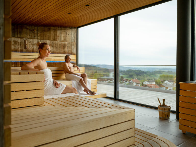 Sky Spa mit Panoramasauna und Skypool mit traumfahrten Ausglick über den Nationalpark Bayerischer Wald